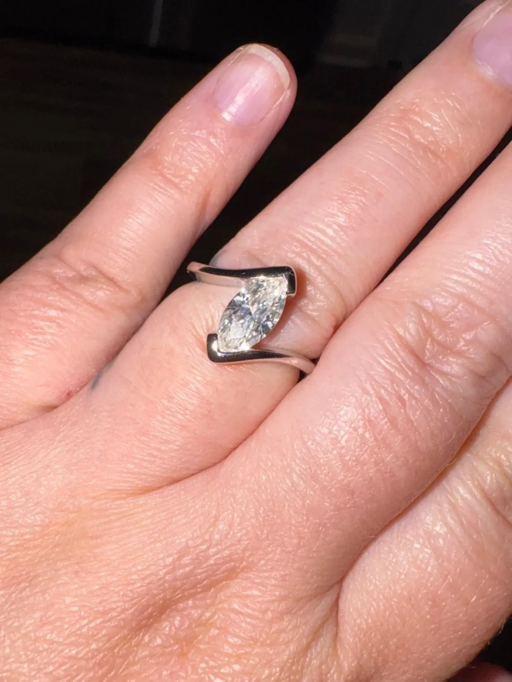 Marquise 1-1/2ct diamond engagement style ring s925